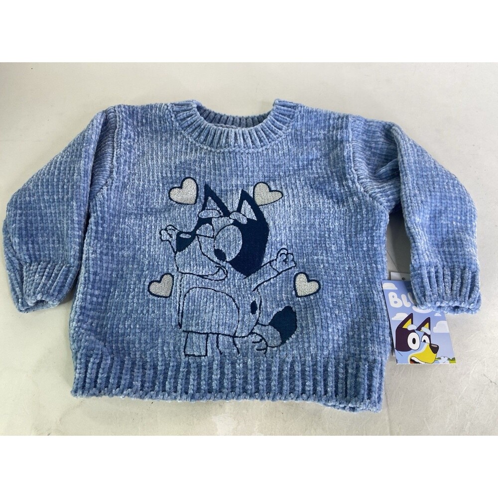 Disney Bluey Chenille Knit Long Sleeve Sweater Baby Girls Size 18 Months